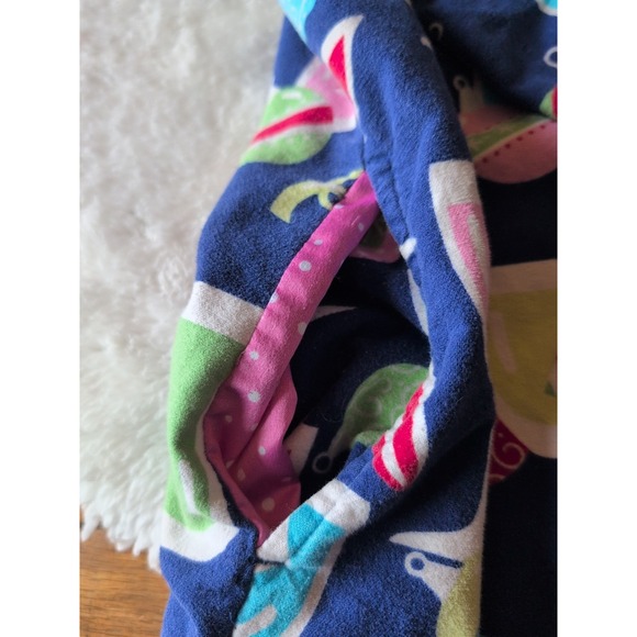 Nick and Nora Night Shirt Gown Sz Med Blue Christmas Martini Flannel Pockets EUC - Picture 7 of 8